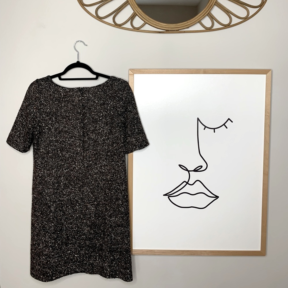Tibi Tweed Soft Virgin Wool + Leather Pockets Shift Dress - Small - Picture 5 of 8
